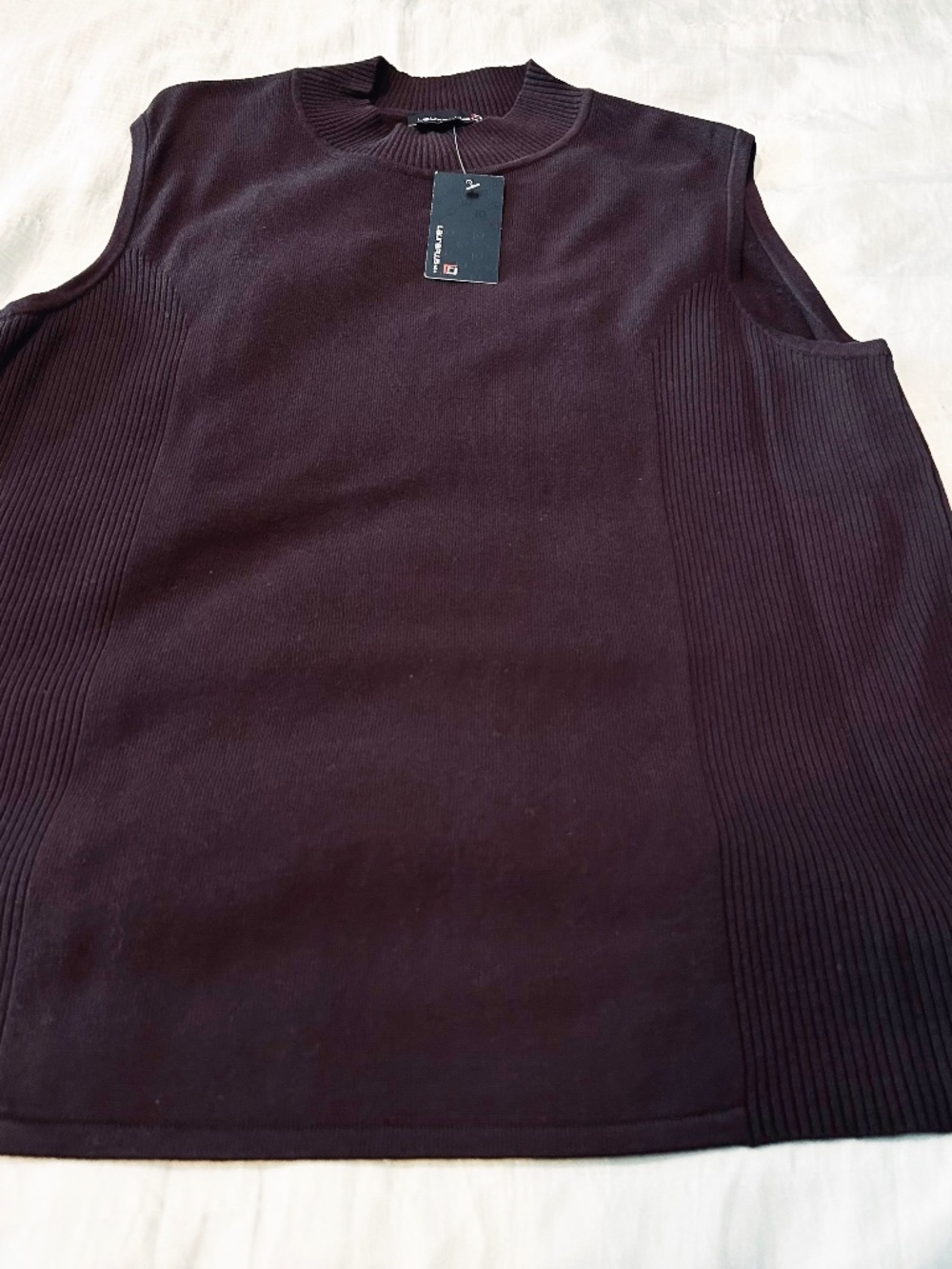 PULLOVER, MOCK NECK, CHOCOLATE, SIZE 3X, COTTON VISCOSE NYLON BLEND, STRETCHY,